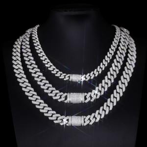 Cadena Cubana de Oro Real de 10K con Diamantes Cultivados en Laboratorio, 8mm 10mm 12mm 20mm, Joyería de Lujo - Product Image 3