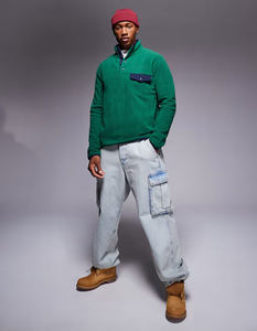 Sudaderas de lana Polar térmicas de algodón 100% personalizadas, sudaderas con capucha con botones lisos sólidos y cuello levantado de ajuste regular para hombres - Product Image 3