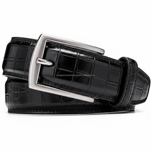 Ceintures en cuir de vachette véritable suédé de haute qualité pour hommes, légères, durables, avec boucle en alliage, fournisseur en gros - Product Image 6