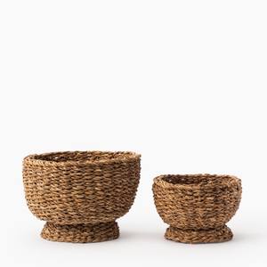 Bol à pied en jonc de mer fait à la main, bol de rangement décoratif pour le rustique fait maison au Vietnam - Product Image 4