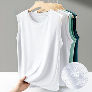 เสื้อกล้ามผ้าฝ้าย100% ของผู้ชายเสื้อแขนกุดออกกำลังกายในยิมสำหรับกีฬาและการออกกำลังกายตอนเช้า - Product Image 2