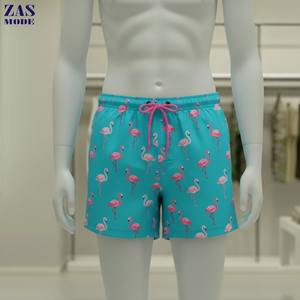 <b>Men's</b> Casual Customized Solid Oxford Front Logo Elastic Waist Drawstring Swim Trunk Quick Dry Summer Beach Board <b>Shorts</b> - Product Image 4