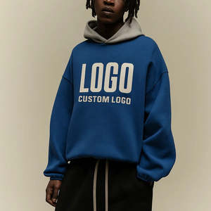 Sweat à capuche oversize en molleton de coton de haute qualité, épaules tombantes, teinture unie, personnalisé, pour homme, automne, éco-responsable - Product Image 2