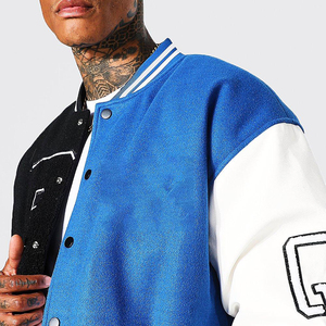 Chaqueta Varsity de Lana Lisa para Hombre, Estilo Urbano, Cuello Alto, Bordado Personalizado, Etiqueta Privada, Venta al Por Mayor, Resistente al Viento - Product Image 5
