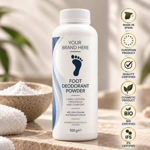 Desodorante de Alumbre en Polvo para Pies de Marca Privada 100g |   Sin Alcohol, Natural, Orgánico, Vegano |   OEM España - Product Image 1
