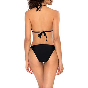 Women's <b>Black</b> Solid Color <b>Bikini</b> Set Crossed Halter Top G-<b>string</b> Bottom Swimwear Plus Size Sexy Stretch Spandex Polyester 1 - Product Image 5