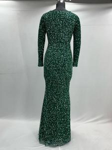 Elegante vestido de noche de longitud completa para mujer transpirable malla de poliéster con cuentas perlas bordado recto verano fiestas cóctel eventos - Product Image 5