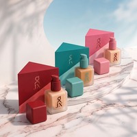 Personnalisation clé en main d'emballages cosmétiques, flacon carré mat pour fond de teint liquide 30ml