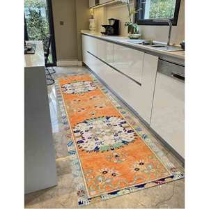 Orange Oushak Style <b>Rug</b>: Bohemian Turkish Decor Printed <b>Rug</b>,<b>Chenille</b> <b>Rug</b> - Product Image 5