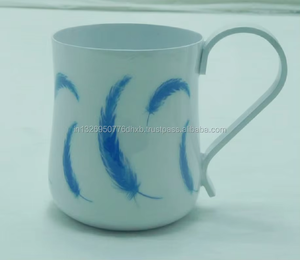 Tasse en émail blanc de gobelet d'acier inoxydable de Style campagnard en gros d'usine avec le décalque floral pour le cadeau en vrac d'école de voyage de café - Product Image 2