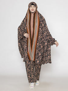 Design modeste femmes africaines musulmanes tenue décontractée imprimé floral cordon ensemble manches longues automne hiver au prix de gros de l'inde - Product Image 2