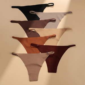 Paquete de 3 bragas tipo tanga para mujer, transpirables, de nailon y elastano sin costuras, de tiro bajo, con volantes, lisas y teñidas - Product Image 2