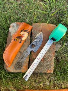 Damascus Steel Knife Blanks With Leather Cover Skinner Gut Hook Fixed Blade Ready To Fix Handle <b>Sharpened</b> Knife Hand Forged Lot - Product Image 5