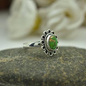 Joyería de piedras preciosas turquesas para mujer, anillo de estilo bohemio de plata, joyería de plata de ley 925, anillo hecho a mano de tendencia, Regalo para mamá - Product Image 5