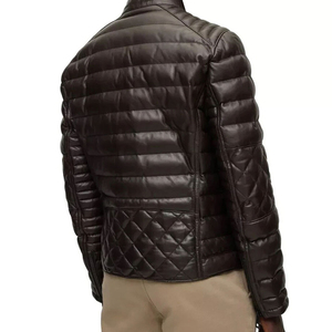 Chaqueta de Invierno para Hombre, Personalizada, de Cuero Genuino, con Cuello Alto, Impermeable y Resistente al Viento, Estilo Urbano, Superventas - Product Image 2
