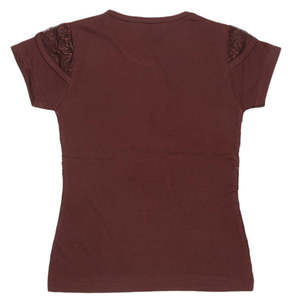Camiseta de manga corta con purpurina para niñas - Marrón - Product Image 2