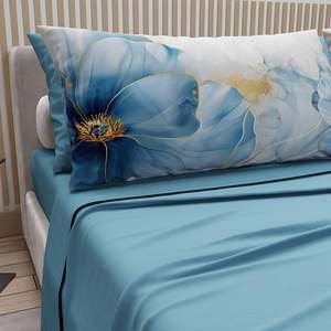 Parure de draps en microfibre de polyester moderne de haute qualité, 6 pièces, motif imprimé numérique uni, 300 fils, tissée, infroissable et rafraîchissante - Product Image 4