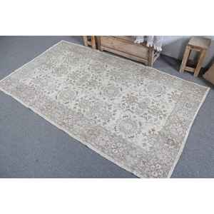 Alfombra de 3.9x7 pies, Alfombra Vintage, Alfombra a Cuadros Blancos - Product Image 4