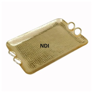 Bandeja DE SERVICIO DE METAL lujosa hecha a mano, forma y diseño personalizados para desayuno o uso decorativo, multiusos y elegante - Product Image 2