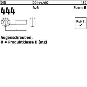 สลักเกลียวตา DIN 444 รูปแบบ B BM 16 X 140 ความแข็งแรงดึง 4.6 แพ็ค 10 ชิ้น - Product Image 1