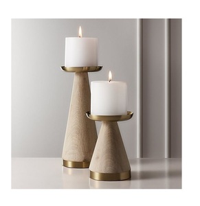 ที่ใส่เทียนบนโต๊ะผสมโลหะทำจากไม้เชิงเทียนดีไซน์ใหม่ - Product Image 1