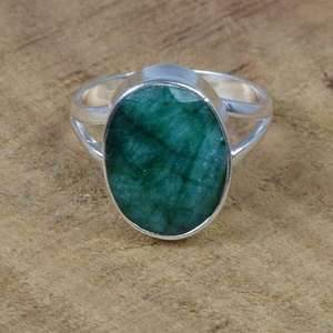 Anillos de plata con piedras preciosas talladas ovaladas Esmeralda verde natural preciosa Plata de Ley 925 hechos a mano, joyería fina, suministro directo - Product Image 2
