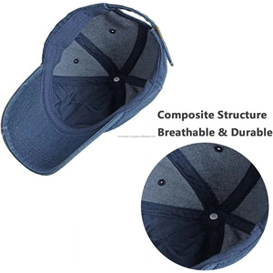 Custom Embroidered Washed Cotton <b>Denim</b> 6 Panel Unstructured Curved Brim Sports Baseball Caps Vintage Dad <b>Hats</b> Cycling Hip Hop - Product Image 2