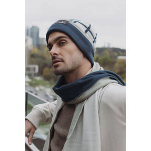 Écharpe rayée pour homme bleu océan Texture douce épaisse Puzo Color Block Tricoté Wear - Product Image 5