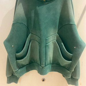 Personnalisé en gros de haute qualité pull Vintage sweats à capuche côtes bas lourd 100% coton rue poches sweats à capuche livraison DDP - Product Image 6