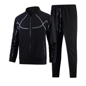Chándal de gimnasio para hombre de alta calidad Sudadera con capucha y cremallera completa con estampado de lana en contraste Traje de jogging a precio competitivo - Product Image 4
