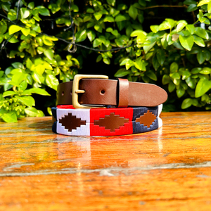 Authentique ceinture de polo en cuir rouge marine pour jeunes fabriquée à la main écologique qualité lourde longueur personnalisée style décontracté de luxe durable - Product Image 1