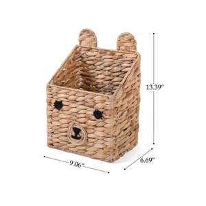 Venta caliente diseño moderno cuadrado respetuoso con el medio ambiente cesta de Pascua adorable forma de oso jacinto de agua tejido tamaño personalizado almacenamiento para niños - Product Image 5