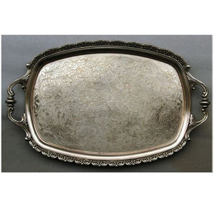 ถาดเสิร์ฟอาหารโลหะสีเงินหรูหราทนทานทันสมัยเหมาะสำหรับโต๊ะอาหารในบ้านห้องครัวและใช้ในงานอีเวนต์ - Product Image 4