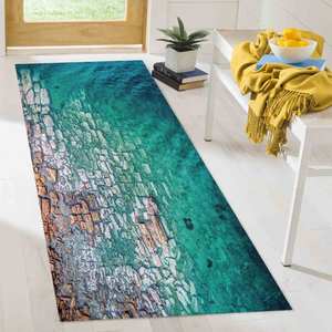 พรมลายวิวทะเล: พรมตกแต่งลายชายฝั่งกันลื่น พรมพิมพ์ลาย พรมขนนุ่ม - Product Image 4