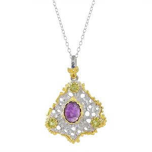 Colgante de peridoto de amatista natural, joyería de diseñador hecha a mano Bohemia chapada en oro de plata 925, regalo de Navidad para ella - Product Image 4