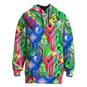 Sweat à capuche surdimensionné teint uni imprimé personnalisé avec poche kangourou Sweat-shirt unisexe en coton écologique confortable au quotidien - Product Image 3