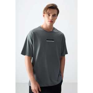 Camiseta Caqui para Hombre, 100% Algodón, Gruesa y Suave, Corte Holgado, Estampada, Jersey-88359 - Product Image 6