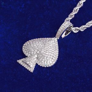 Iced Out <b>Ace</b> of Spades Unisex Pendant Colorless Moissanite Rapper Style Necklace 925 Sterling Silver Hip Hop Pendant - Product Image 4