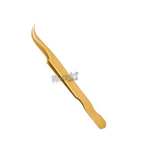 แหนบต่อขนตาสแตนเลสสีทองแหนบปลายสายไฟเบอร์ - Product Image 1