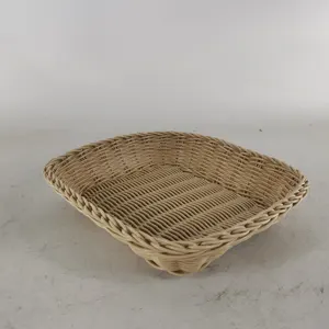Wholesale Factory High Quality Cheap Vegetables Display Ellipse Decorative Fruit Basket Bread Plastic Rattan Basket