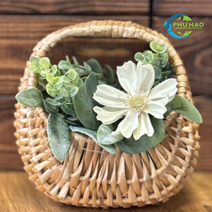 Cesta de flores tejidas de ratán hechas a mano, cesta de campo VINTAGE, cesta de Picnic de regalo de huevo de Pascua duradera con asa - Product Image 4