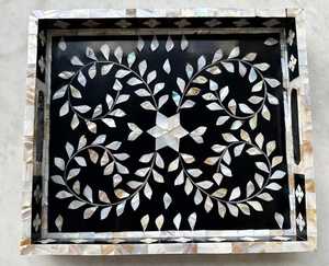 Lo último en diseño de bandeja con incrustaciones ecológicas de Faizacraft, bandeja para servir en hotel y restaurante con fregona con incrustaciones de hueso - Product Image 1