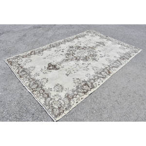 Antique Beige Marron 5.7 X 9.1ft Laine Vintage Turc Tapis Patchwork Plat Armure pour Adolescent Salon Décor Latex Soutenu - Product Image 2