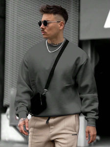 Harajuku alta calidad Unisex venta al por mayor alta calidad OEM pulóver liso teñido felpa en blanco personalizado 600 GSM. - Product Image 5