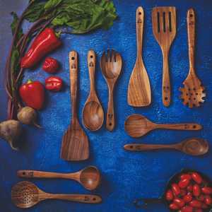 Ensemble de couverts de cuisine en bois ensemble de cuillères antiadhésives pour restaurant et hôtel ensemble d'ustensiles de cuisine à bas taux - Product Image 3