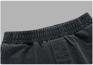 กางเกงขาสั้นผู้ชายผ้าฝ้ายฟอกสี400 GSM แนวสตรีทสูงแบบวินเทจ - Product Image 3