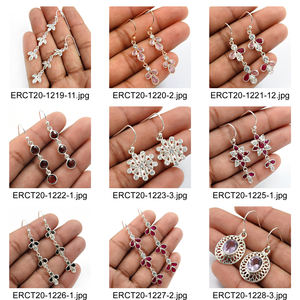 Recién llegado, diseño de lujo, Plata de Ley 925, Zirconia cúbica blanca, estilo clásico, pendiente colgante para mujer y niña, joyería hecha a mano - Product Image 5