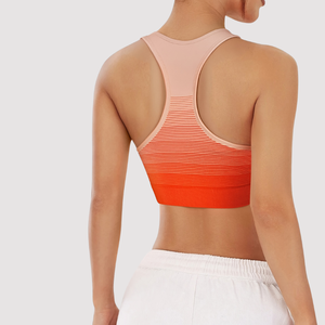 Soutien-gorge de sport pour femmes, yoga en plein air, orange dégradé, fines rayures, bretelles non ajustables, maintien élevé pour adultes - Product Image 3