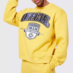 Sudaderas de algodón 100% pesadas personalizadas para hombre, nuevas sudaderas de moda, sudaderas transpirables básicas de cuello redondo de Color sólido liso 2025 - Product Image 1