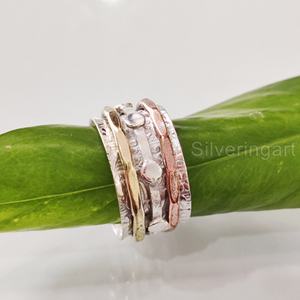 Diseñador Spinner Band anillo bohemio 925 plata esterlina mujer pulgar anillo Fidget joyería hecha a mano fiesta Yoga hombres Spinner anillo - Product Image 1